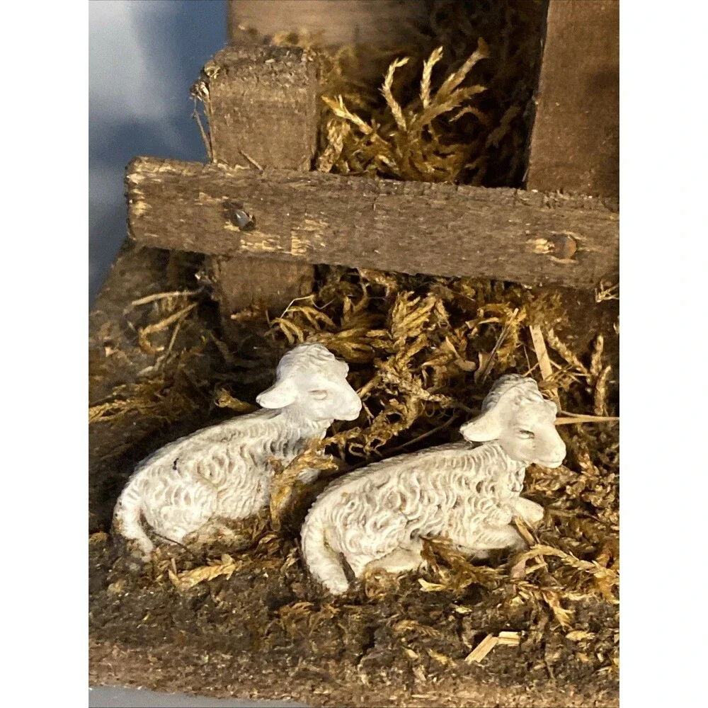 Vintage Italy Nativity Scene Set w/Manger Stationary Christmas Religion 1-piece